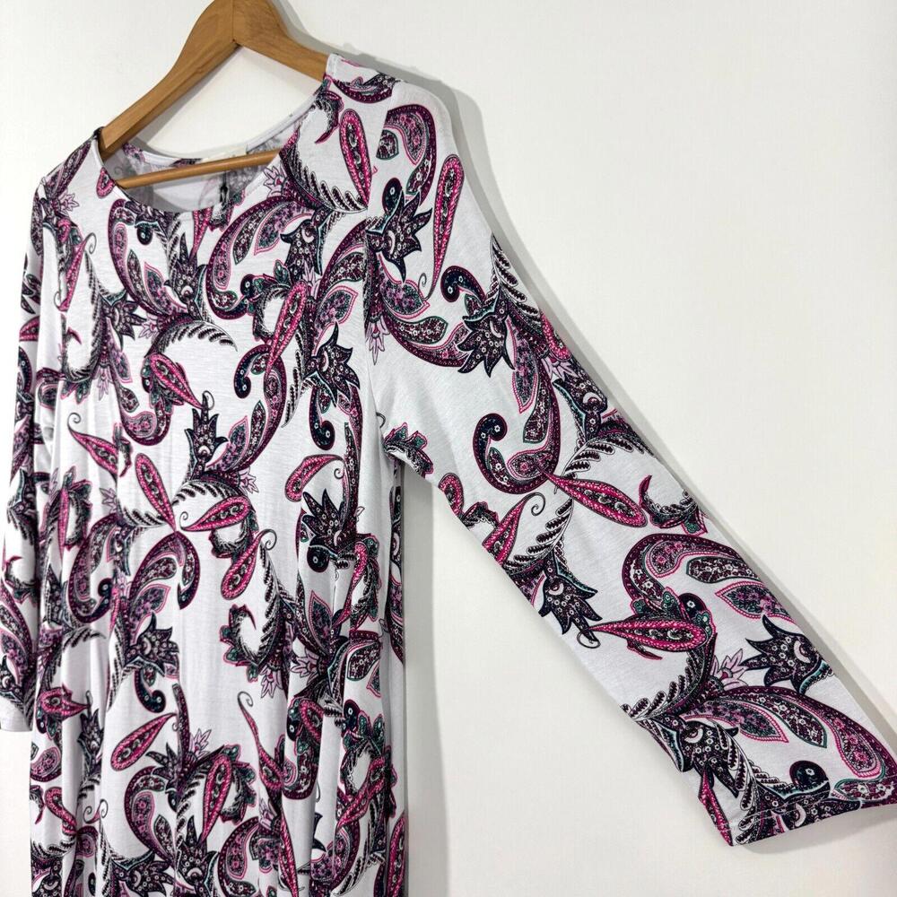 Hourglass Lilly Women’s Size Small Medium White Paisley Print Casual Dress New - Picture 3 of 10